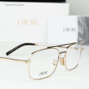 Dior Women Eyeglasses Shiny Clear Gold Demo Geometric DM50057U 032 BRAND NEW
